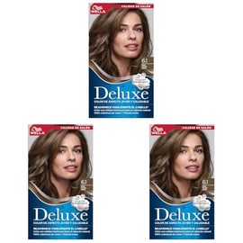 Wella Deluxe Tinte Permanente 6.1 Rubio Oscuro Cenizo, 207 g (Paquete de 3)