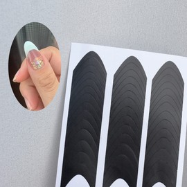 6 Pcs French Manicure Edge Auxiliary Nail Sticker- Wavy Line 3D Self -Adhesive DIY Template Nail Art Accessories for Designer Nail Decoration,French Tip V-Shaped Stencils Fringe Nail Art Decals Tools