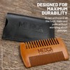 Beard Comb for Men Solid Beech Wood Handmade with Leather