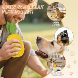 FurtasticFinds Pineapple Dog Toy, Indestructible Chew Toy with Squeaker, Durable Nature Rubber for Small Breed Dogs, Interactive Play, Teeth Cleaning, Boredom Relief