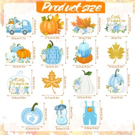 36pcs Little Pumpkin Party Hanging Swirls Decor,Blue Boy Little Pumpkin Baby Shower Hanging Swirls, Fall Themed Maple Leaf Pumpkin Truck Ceiling Swirl for Boy Baby Shower Birthday Party Decorations