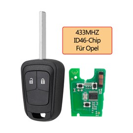 433MHz Car Key 2 Buttons for Vauxhall Astra J Insignia Corsa D E Agila Adam Meriva Straight Key ID46 Chip with Screwdriver Key Ring HU101 Blades