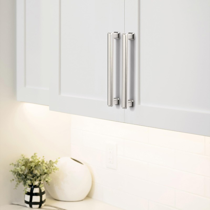 FURNIWARE Pack of 10 Drawer Pulls Brushed Nickel 96mm(3.75 Inch)