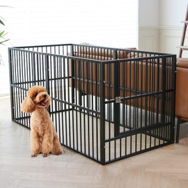 RYPetmia Dog Playpen 31.5" Height Puppy Pen, Heavy Duty Dog Fence with Door, Safe and Sturdy Dog pens, Easy Assemble for Outdoor Indoor pet playpen (6 Panels with Door, Black)