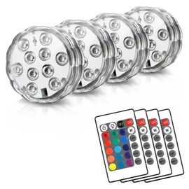 POLENTAT Submersible LED Lights with Remote, 16 Colors 4 Modes Battery Powered Waterproof LED Pool Lights for Inground Pool Above Ground Pool Bathtub Decoration (3 Packs)