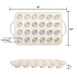 Nagpew 2 Pieces Silicone Muffin Pans, Non-Stick Cupcake Pan with Handles, 24 Mini Cups Muffin Mold Tray with Metal Reinforced Frame for Baking Muffin, Tart, Cakes, Bread
