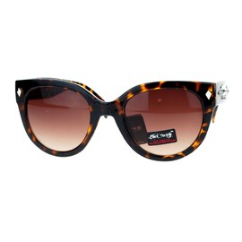 JuicyOrange Skull Studded Womens Sunglasses Round Butterfly Fashion Eyewear (tortoise, brown)