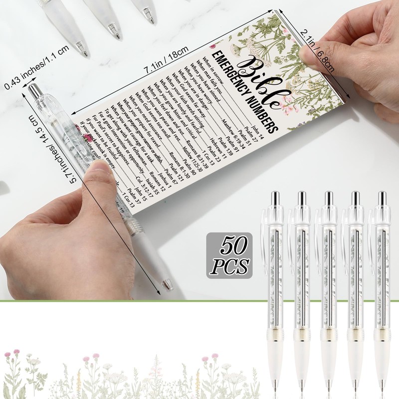 Trandraft 50 Pcs Christian Church Pens Bulk Bible Verse Ballpoint