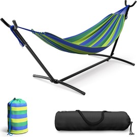 Sorbus 2-Person Hammock with Stand – 60" Cotton Blend Bed, Heavy Duty 450lbs Capacity, Portable with Carrying Case – for Garden, Patio, Outdoor, Camping, Gifts – Washable