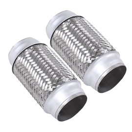FGJQEFG 2PCS Exhaust Flex Pipe Stainless Steel Double Braid Heavy Duty, 2.5'' inches x 6'' inches w/Ends 6'' inches Long
