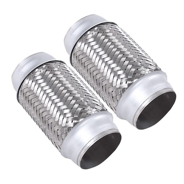FGJQEFG 2PCS Exhaust Flex Pipe Stainless Steel Double Braid Heavy