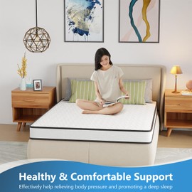 FDW 6 Inch Full Mattress,Hybrid Mattress Memory Foam & Innerspring, Premium Foam Mattress,Pressure Relief,CertiPUR-US Certified,Medium Firm,White