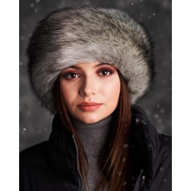 Futrzane Classic Headband - Fur Headband Women - Winter Ear Warmers Made of Fur - Size L (Silver Classic)