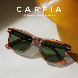 CARFIA Retro Polarised Mens Sunglasses UV400 Protection for Outdoors Square Frame in Acetate