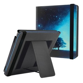BOZHUORUI Case for 7" Onyx Boox Go 7 B/W & Go 7 Color (Gen I/II, 2025/2024) & Boox Page | Built-in Foldable Stand & Double Hand Straps | with Sleep/Wake | PU Leather SleepCover (Vast Starry Sky)