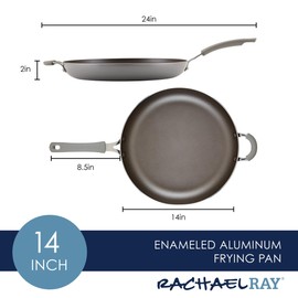 Rachael Ray Cook + Create Nonstick Frying Pan/Skillet with Helper Handle, 14 Inch - Gray