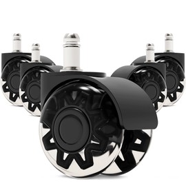 Office Chair Wheels Replacement - Set of 5 Heavy Duty Rubber Caster Wheels for Office & Desk Chairs - Universal Fit, Smooth & Quiet Rolling for Hardwood Floors, Carpet - Premium Office Chair Casters