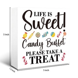corner wind Rustic Wooden Candy Sign, 5x5inch, Tabletop Decor