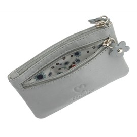 Mala Leather CARA Collection Coin Purse with Keyring 4108_73 Grey