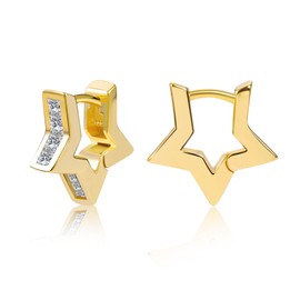 ALEXCRAFT Women's 925 Silver Earrings, Small Square Hoop Earrings, Small Thick Hoop Earrings, Hypoallergenic, Small Huggie Earrings, Square Cubic Zirconia, Small Chunky Earrings, Small Geometry Hoop