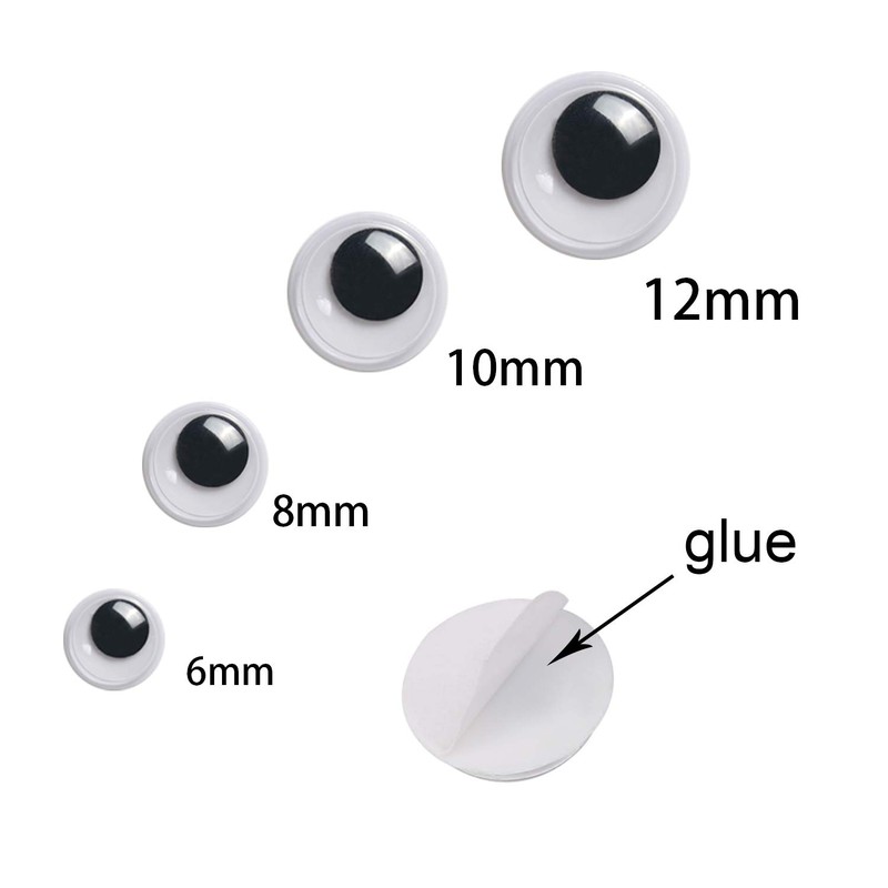 UPINS 300 Pcs Black Wiggle Googly Eyes with Self-Adhesive, 6mm