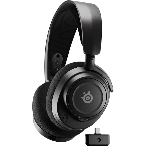 SteelSeries Wireless Gaming Headphones, Voice Chattable, Connect Gaming and Smartphone Simultaneously, Arctis Nova 7 Wireless, Enclosed Switch, PC, PS5, PS4, AI Noise Cancelling, Spatial Audio, Hi-Fi Sound, Adjustable, 61553, Black
