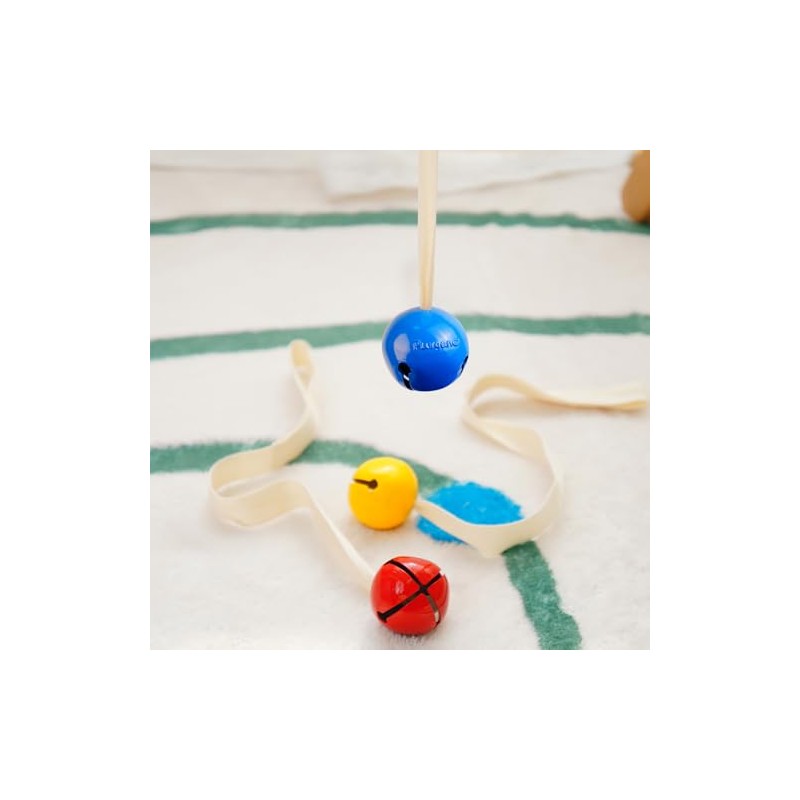 Campana amarilla con cinta, juguete Montessori para bebé