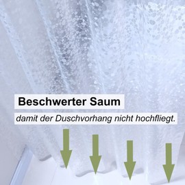 Whoiy Shower Curtain 240, Bathroom Curtains Boho Peva Dot White Transparent Bathroom Curtain Washable for Bath 240 x 200 cm