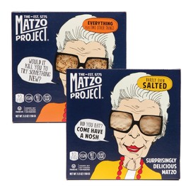 The Matzo Project Crispy Matzoh Flats, Everything and Salted Flatbread Crackers, Vegan, Nut Free, 2-Pack, 5.5 oz. Each, Kosher but NOT Kosher for Passover