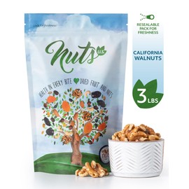 NUTS U.S. – California Walnuts | Shelled Halves and Pieces | Grown and Packed in California | Non-GMO and Steam Pasteurized | Chandler Variety Raw Walnuts in Resealable Bags!!! (3 LBS)