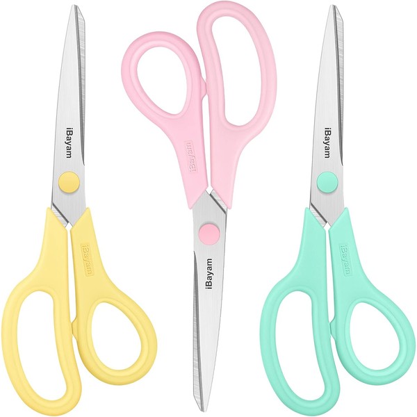 Scissors, 8" All Purpose Scissors Bulk 3-Pack, Ultra Sharp 2.5Mm
