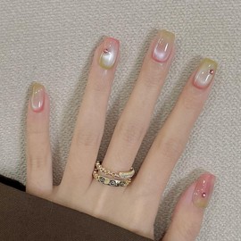 YXRXKJ Nail Tips, Short, Cat Eye, Medium, 24 Pieces, Nail Tips, Magnets, Fake Nails, Simple, Stylish, Shiny, Spring, Summer, Bride Nails, Glossy, Self-Nail, Just Stick On, Reusable (#GGG311)