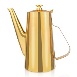 LNQ LUNIQI 1.5L Stainless Steel Cold Water Kettle Coffee Pot Teapot Drinkware Water Pot Bottle for Home Kitchen Hotel Restaurant (Gold)