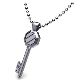 UFC Adult Pewter Logo Key Pendant on Stainless Steel Bead Chain 24"