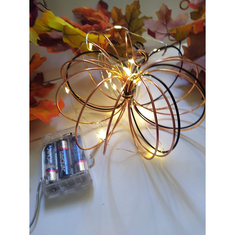 Lighted Wire Pumpkin for Fall Home Decor or Office Autumn