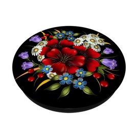 White Daisy Flower Cell Phone Holder Pop Up Grip Stand Black