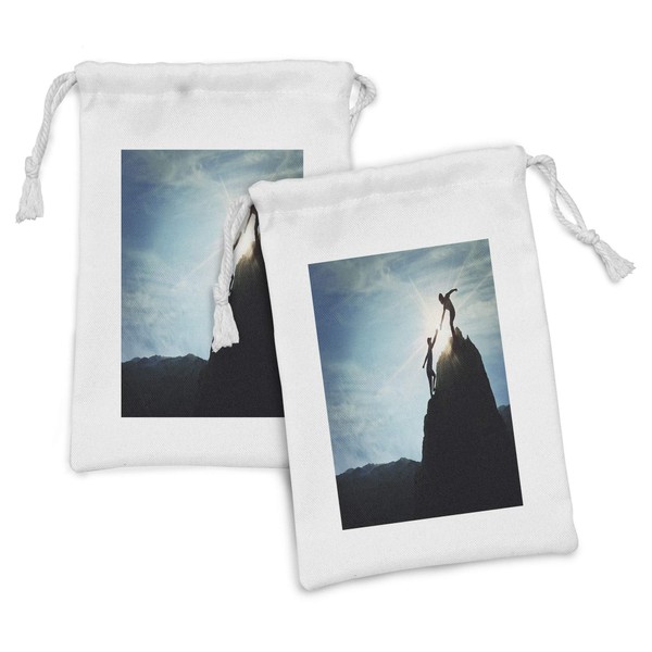 Lunarable Extreme Sports Fabric Pouch Set of 2, Helping Hand