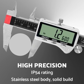 Digital Angle Finder Ruler 7 Inch / 180 mm Stainless Steel with Pouch & Electronic Digital Caliper Measuring Tool, All Metal Micrometer Vernier, Extra Large LED Screen, Digital Calipers 6 inch