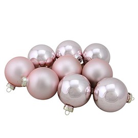 Northlight WY00743 Pink Glass Ball Christmas Ornament Set, 2.5"