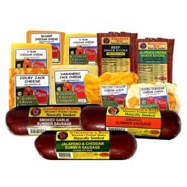 Wisconsin's Best and Wisconsin Cheese Company- Deluxe 100% Wisconsin Cheese, Meat Stick, Sausage & Cheese Curds Party Gift Box. Great for Charcuterie Boards & Gifts.