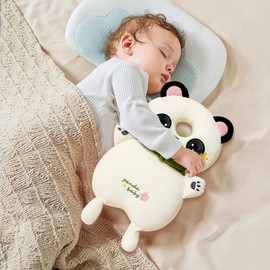 Baby Head Protector Backpack and Baby Knee Pads for Crawling, Adjustable Toddler Head Back Protection Safety Pads for 4-24 Months Toddler Baby Walking (Panda）