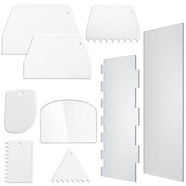 AFUNTA Raspador de Pasteles Kit de Decoración de Pasteles, 7 PCS Raspador de Masa Espátula para Pasteles Raspador de Tazón Alisador de Glaseado con 2 PCS Raspador Acrílico Alisador de Pasteles, para