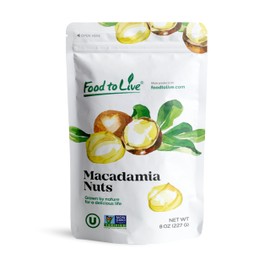 Food to Live Dry Roasted Macadamia Nuts Halves and Pieces, 8 Ounces – Oven Toasted Unsalted Snack, Great for Baking and as Topping for Salads, Yogurt. Vegan, Kosher, Bulk