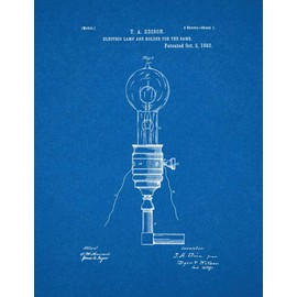 Edison Electric Lamp And Holder For The Same Patent Print Blueprint (8.5" x 11") M10759
