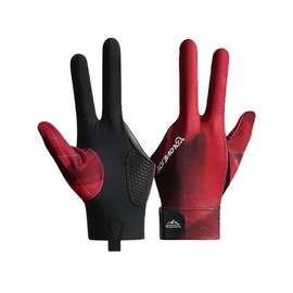 Wnddle Pool Glove Left Hand, Billiard Pool Gloves for Left Hand 3 Finger, Snooker Cue Sport Glove Popular, Billiards Glove, Sizes for Men & Women (Red)