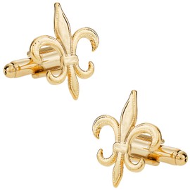 Cuff-Daddy Fleur De Lis Cufflinks Gold-Tone New Orleans Mardi Gras with Presentation Box