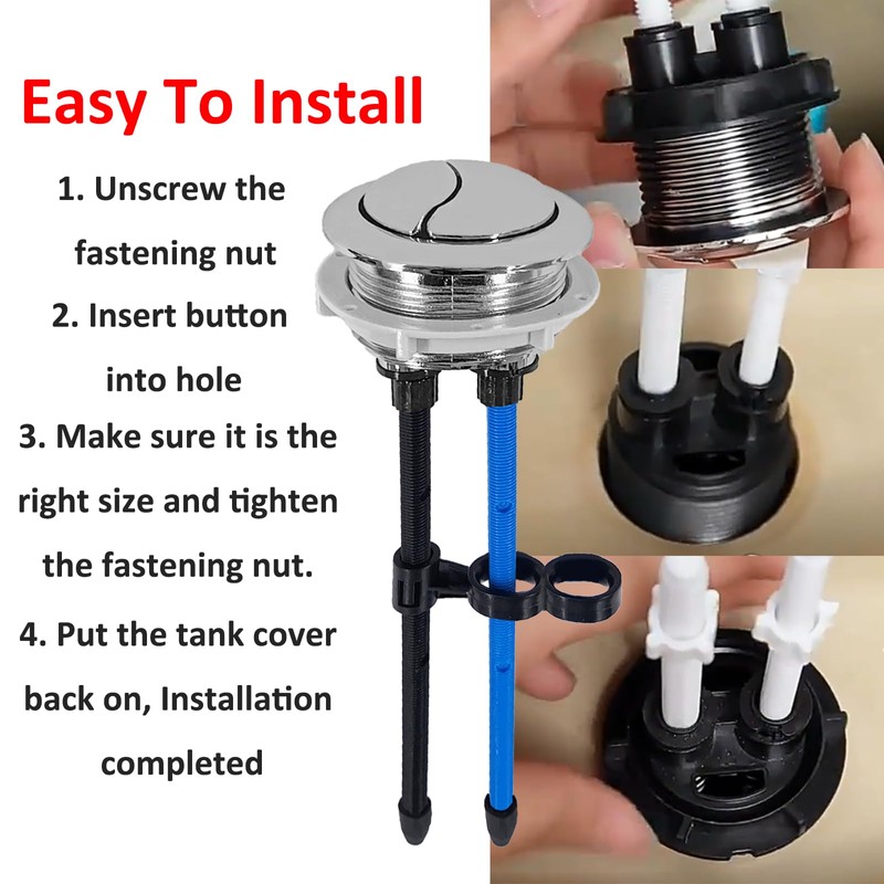 48mm/1.89 inch Toilet Tank Button Toilet Button Flush Button Replacement