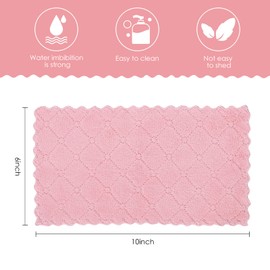 Rachan 11Pack Kitchen Dish Cloths Reusable Dish Towels,Super Absorbent Coral Velvet Cleaning Cloths for Cleaning Tableware, Kitchen, Bathroom(Pink grey10 x 6")
