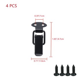 WDONAY 4 Pcs Spring Loaded Toggle Latches Stainless Steel Mini Buckle Latch Spring Lock Clasp Clamp Clip with Mounting Screws for Wooden Case Jewelry Box Toolboxes Luggage (Black)