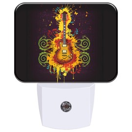 AKKAVNIA Night Light Electric Guitar Plug-in Wall LED Night Lamp with Dusk-to-Dawn Smart Sensor Lamp for Adult Bedroom Living Room Hallway Kitchen